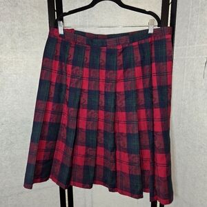 Vintage Womens Pleated Red Green Plaid Pendelton Full Skirt Size 1x Academia